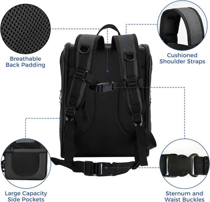 Apollo Walker Dog & Cat Carrier Backpack for 4-18lb Pets - Ventilated Safe Design with Padded Back Support, Breathable Mesh Pet Backpack for Hiking, Travel, Outdoor (Black)