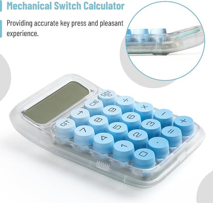 Mr. Pen- Mechanical Switch Calculator, 10 Digits, Blue Calculator | Transparent Body, Large LCD Display, Big Buttons