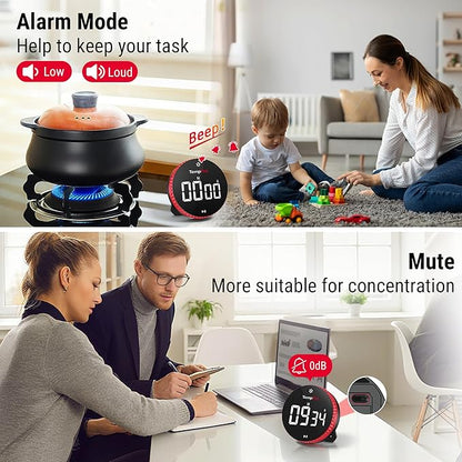 TempPro 99-Hour Digital Kitchen Timer with Strong Magnetic & Stable Stand, Classroom Timers with 3-Volume-Level, Stopwatch with Large LED Display, Digital Timers for Classroom(Previously ThermoPro)