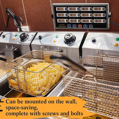 Relaxweex 1 Pack Commercial 12 Channel Digital Kitchen Timer, Multi-Countdown Timer with Loud Alarm & Large LCD Display, Wall Mount or Countertop for Restaurant, Fry Station, Baking & Lab Use