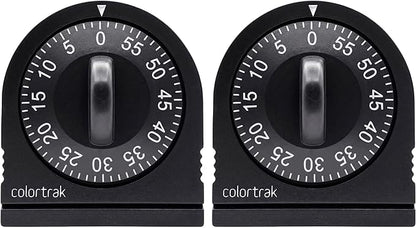 60 Minute Wind Up Timer (2 Pack) Visual Mechanical Timer, from 0 to 60 Minutes, for Kitchen, Hair Color Processing, Tanning Time, Kids' Home and Classroom Activities or Timeouts, Black