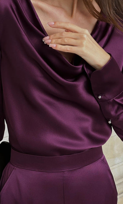 Claudia Silk Cowl Neck Blouse