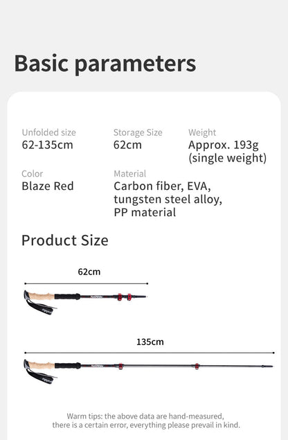 Naturehike Far Wind™ Three-section Telescopic Carbon Trekking Pole (2pcs) (2026)