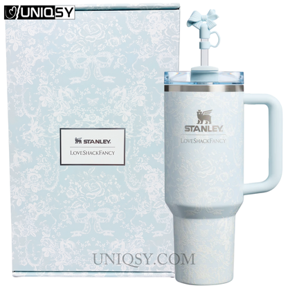 Stanley X LoveShackFancy Holiday 40 OZ Tumbler - Toscana Toile Alpine Blue