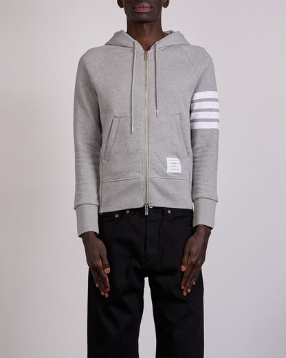 Thom Browne Classic Loopback 4 Bar Zip Hoodie Light Grey
