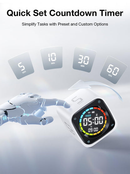 Pomodoro Timer Cube – Smart Focus Timer with Presets, Custom Countdown & Silent Vibration Alerts for Productivity