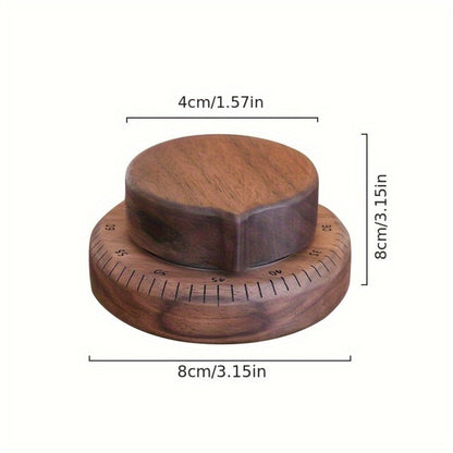 Mechanical Kitchen Timer with Loud Alarm - Black Walnut Wood Cooking Timer, 100% Battery-Free Desktop Timer for Cooking, Baking & Study