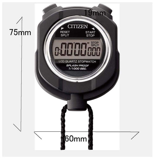 RHYTHM Citizen 8RDA55‑002 Digital Stopwatch, Rain‑Resistant Water‑Repellent, Black, Sports Training Timer
