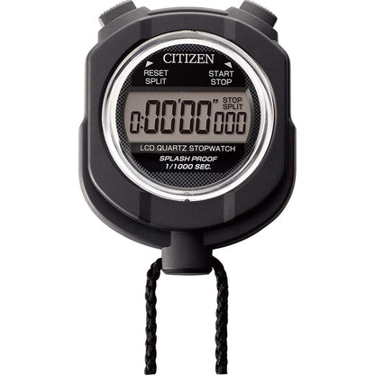 RHYTHM Citizen 8RDA55‑002 Digital Stopwatch, Rain‑Resistant Water‑Repellent, Black, Sports Training Timer