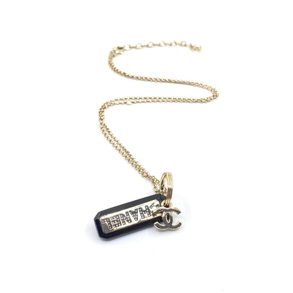 18K  Chanel Black Plate Chain Necklace