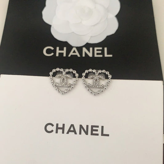18K  Chanel Black Heart Diamond Earrings
