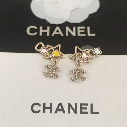 18K  Chanel Color Crystal Star Earrings