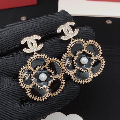 18K  Chanel Camellia Diamond Earrings