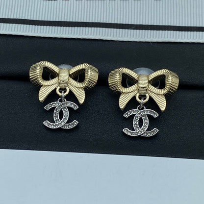 18K  Chanel Bow Tie Gold Earrings