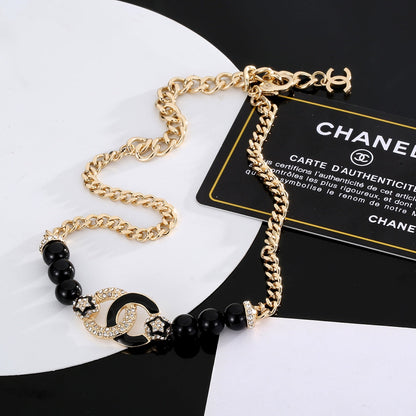 18K  Chanel Black Pearls Diamonds Necklace