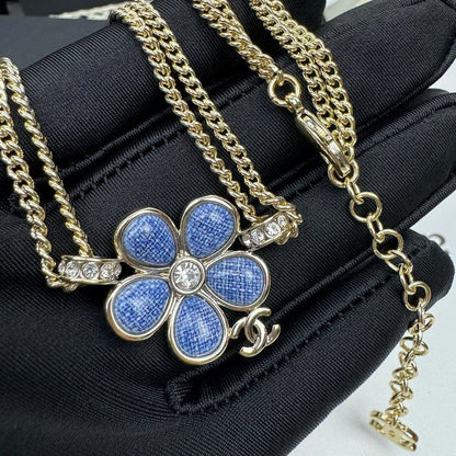 18K  Chanel 26C Blue Flower Choker Necklace