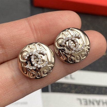 18K  Chanel Circle Diamond Earrings