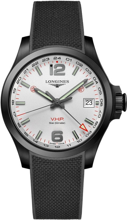 Longines Conquest GMT Black Rubber Strap Men's Watch L3.718.2.76.9